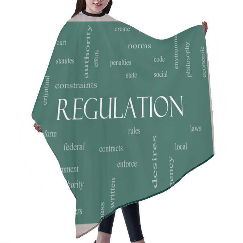 Personality  Regulation Word Cloud Concept On A Blackboard Hair Cutting Cape