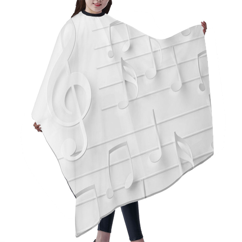 Personality  Abstract Concept Of Symphony And Classical Music.Treble Clef And Music Sheet In White Color. Hair Cutting Cape