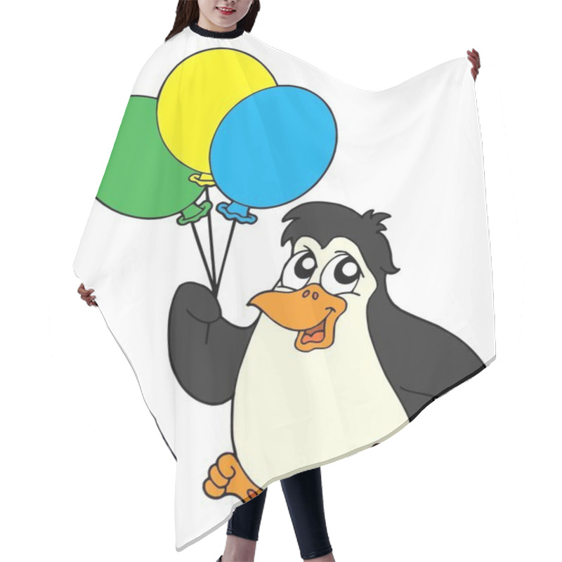 Personality  Penguin With Balloons Hair Cutting Cape