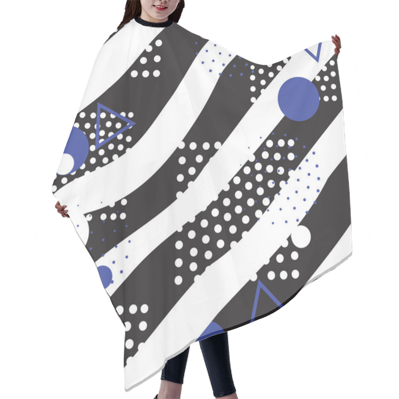 Personality  Seamless Geometric Pattern In Retro, Memphis 80s Style Hair Cutting Cape