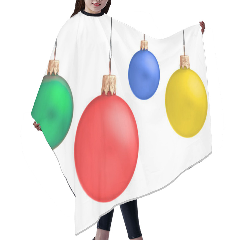 Personality  Several Hanging Christmas Baubles Isolated Hair Cutting Cape