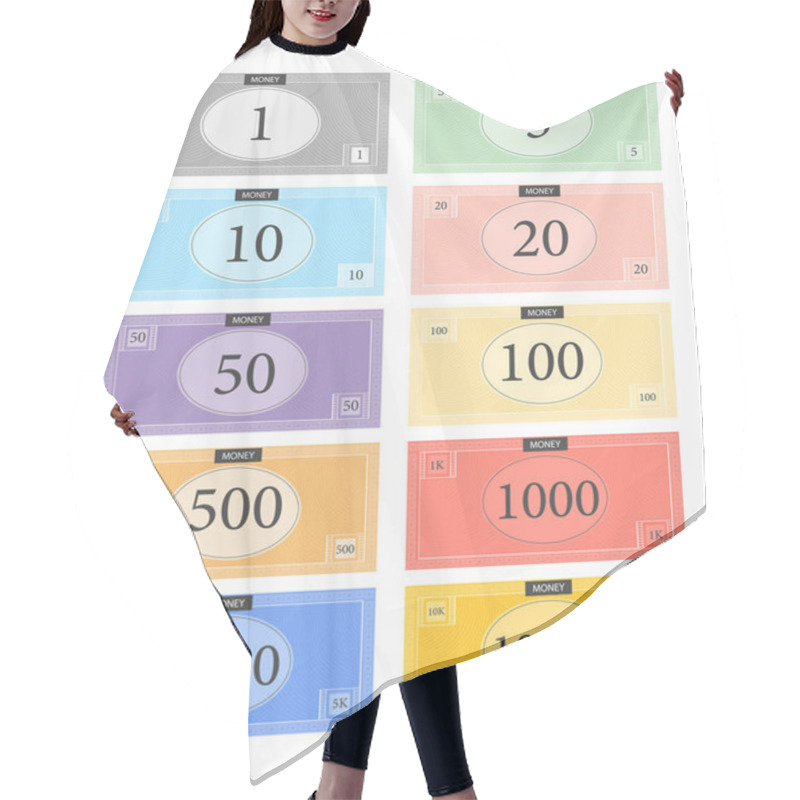 Personality  Monopoly Money On A White Background,Vector Illustration. Hair Cutting Cape