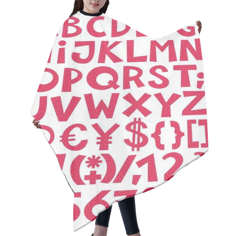 Personality  Red Dotted Light Patterned Letters And Numbers On White Background Alphabet Set Hair Cutting Cape