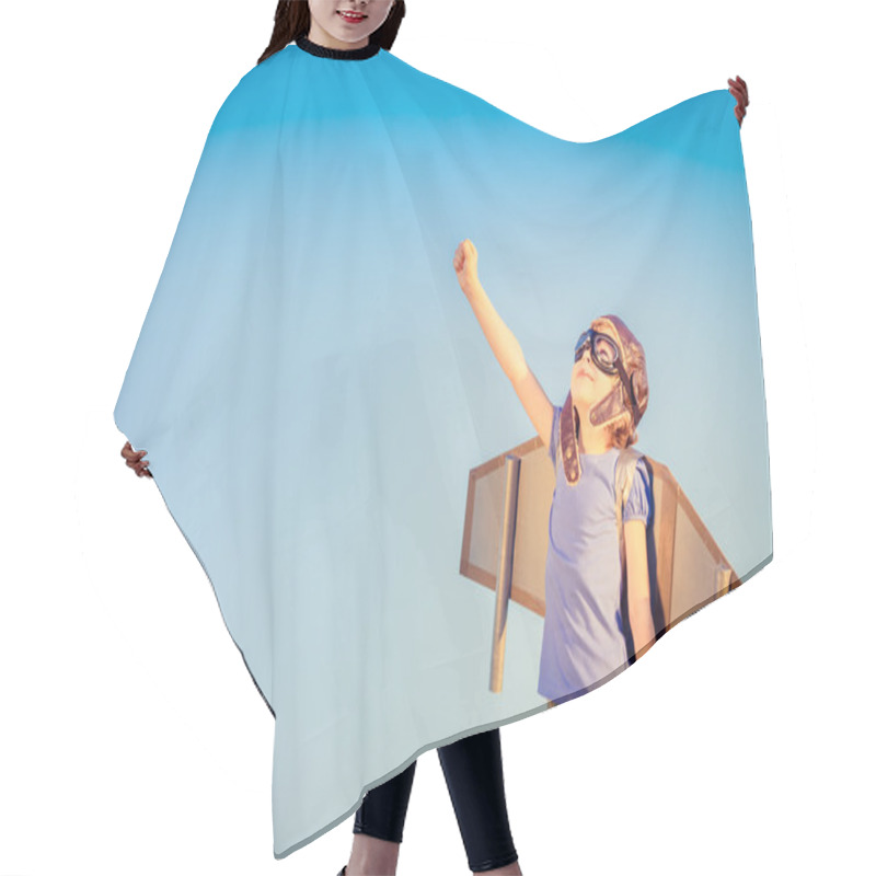 Personality  Happy Child Playing Outdoors Hair Cutting Cape