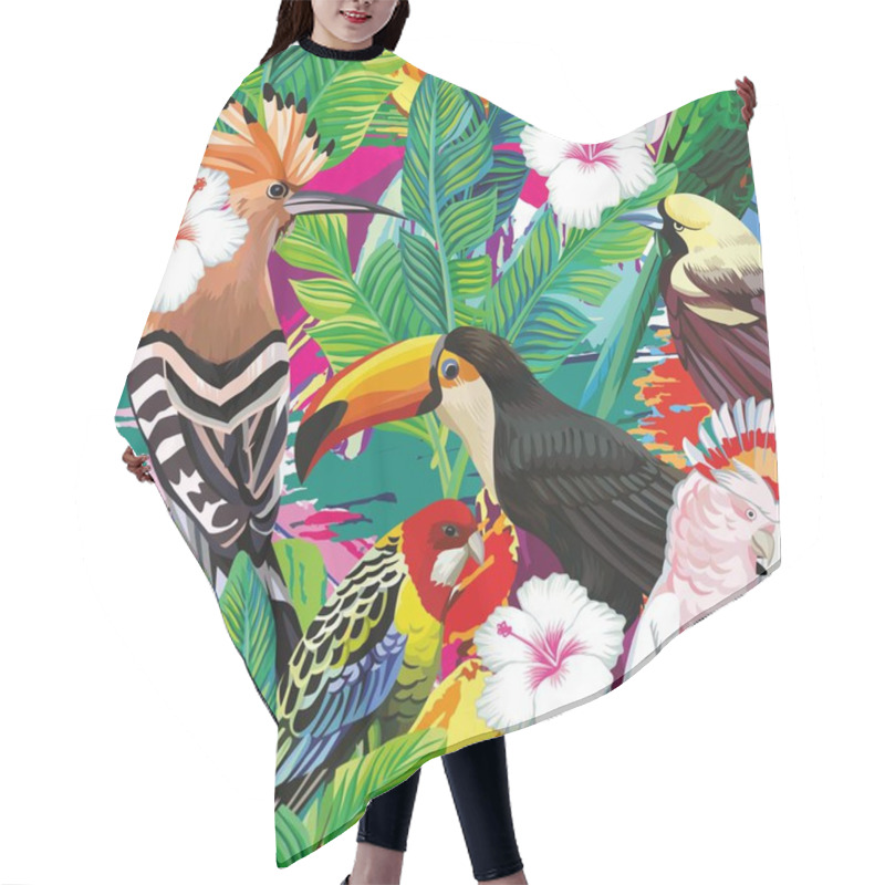 Personality  Tropical Bird Leaves Seamless Background Hair Cutting Cape