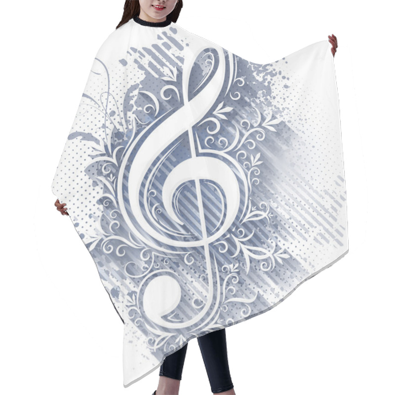 Personality  Abstract Musical Background With Treble Clef.  Hair Cutting Cape