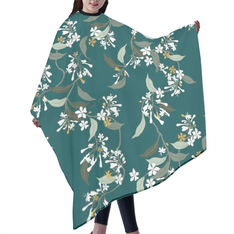 Personality  Floral Seamless Pattern On Black Background Hair Cutting Cape