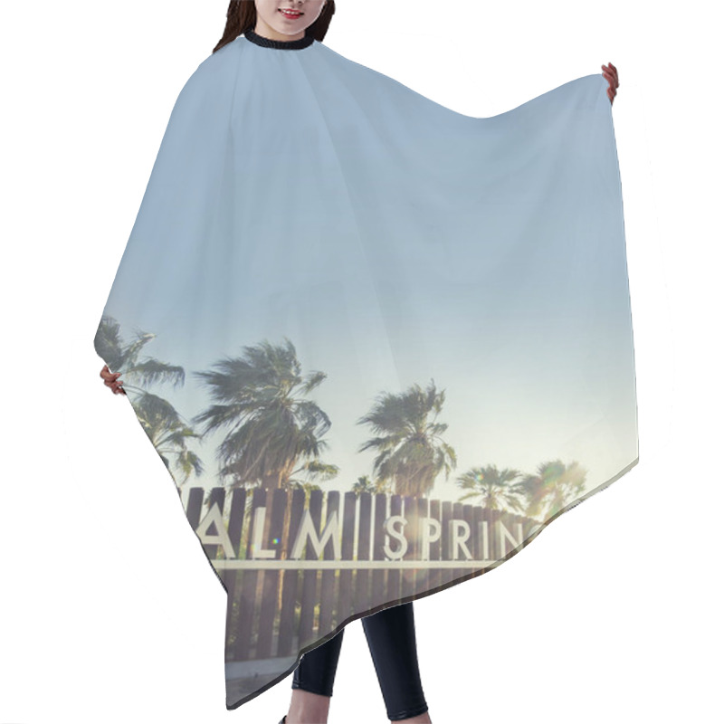 Personality  Palm Springs Sign - Epic Sky And Sun-flare Copy Space Area Hair Cutting Cape