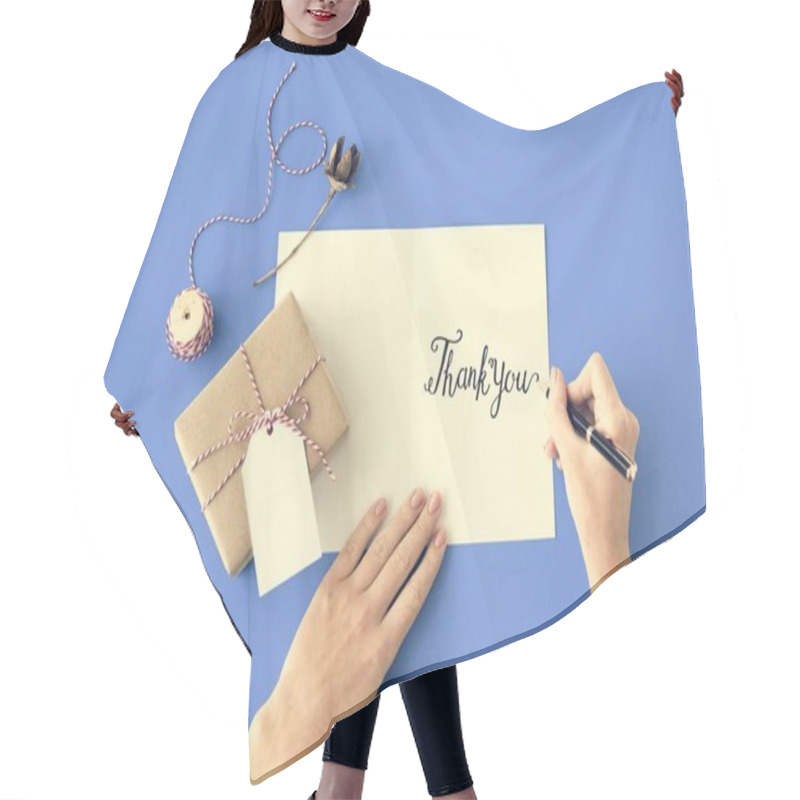 Personality  Person Writing On Greeting Card Hair Cutting Cape