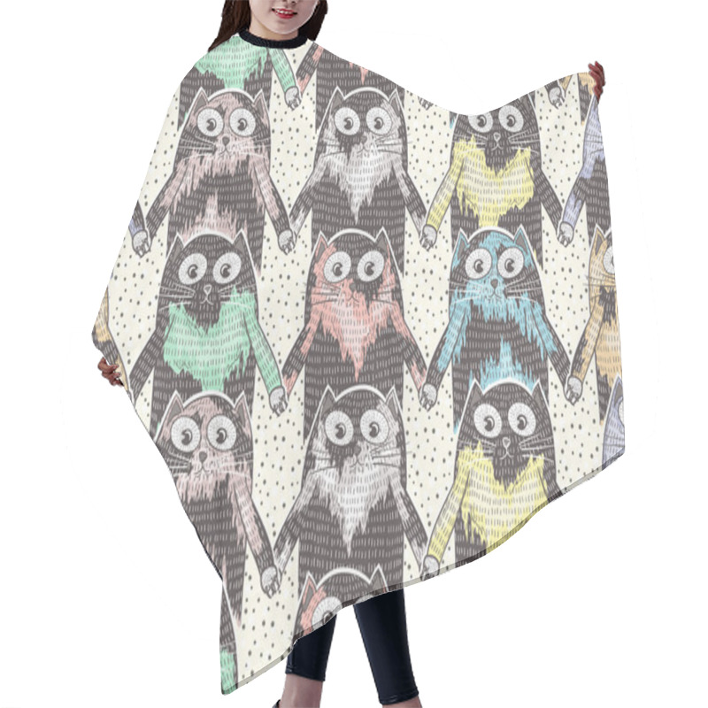 Personality  Seamless Pattern With Cute Cats For Children Or Kids Hair Cutting Cape