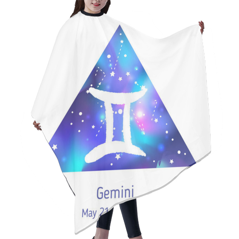 Personality  Zodiac Sign Gemini Over Hipster Triangle With Space Galactic Sta Hair Cutting Cape