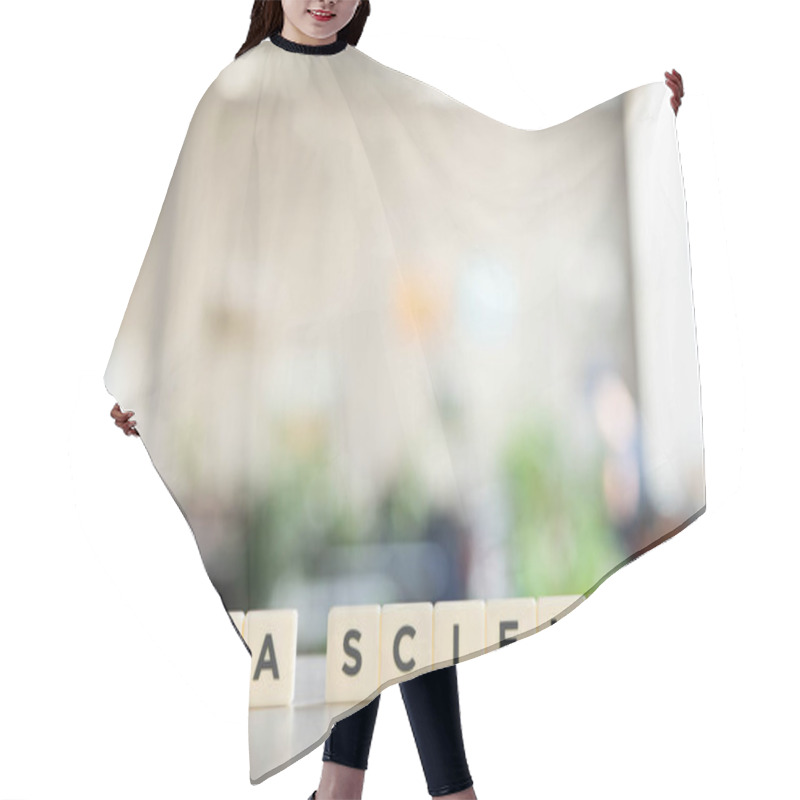 Personality   White Blocks With Data Science Lettering On White Surface Hair Cutting Cape