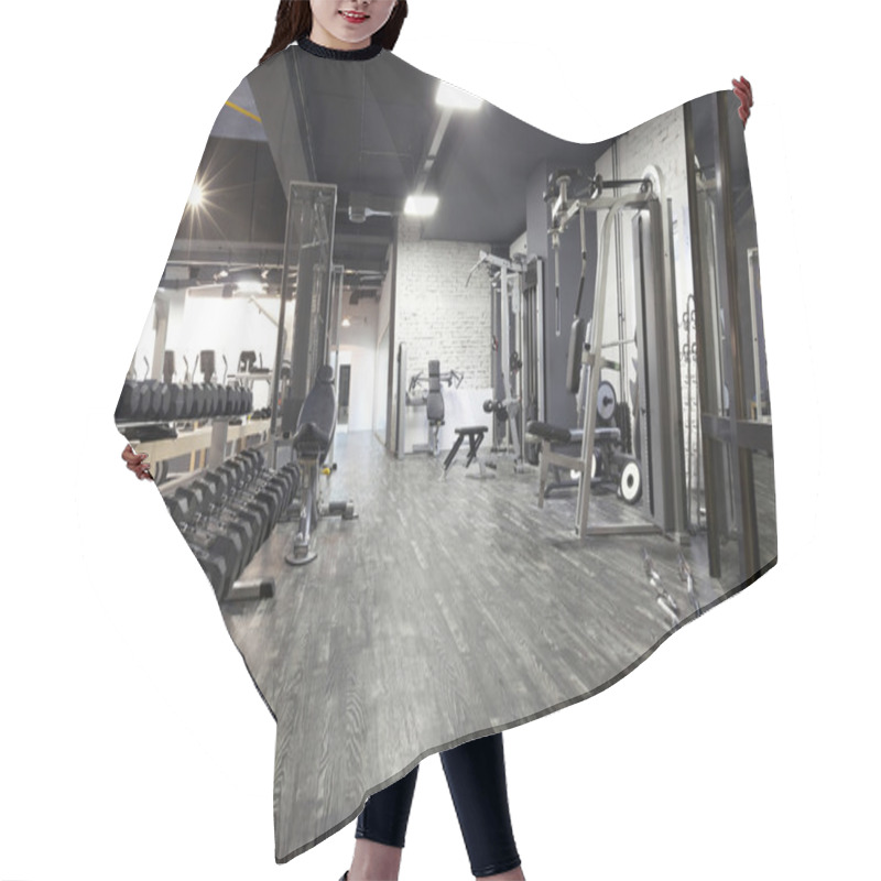 Personality  Modern Gym Interior With Various Equipment Hair Cutting Cape