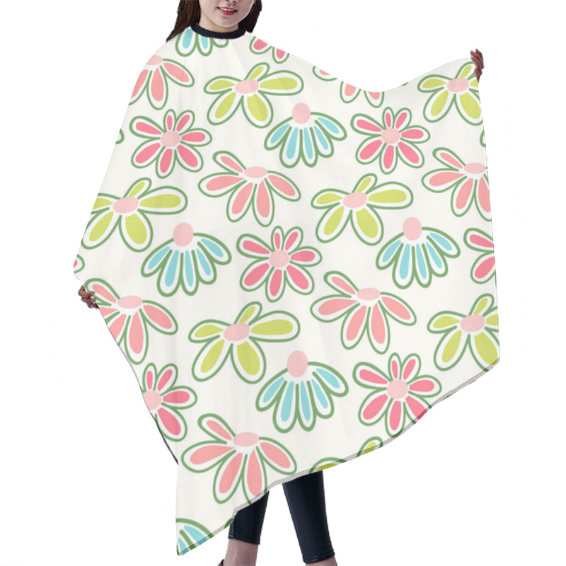 Personality  Vector Floral Pattern With Cute Daisies. Hair Cutting Cape