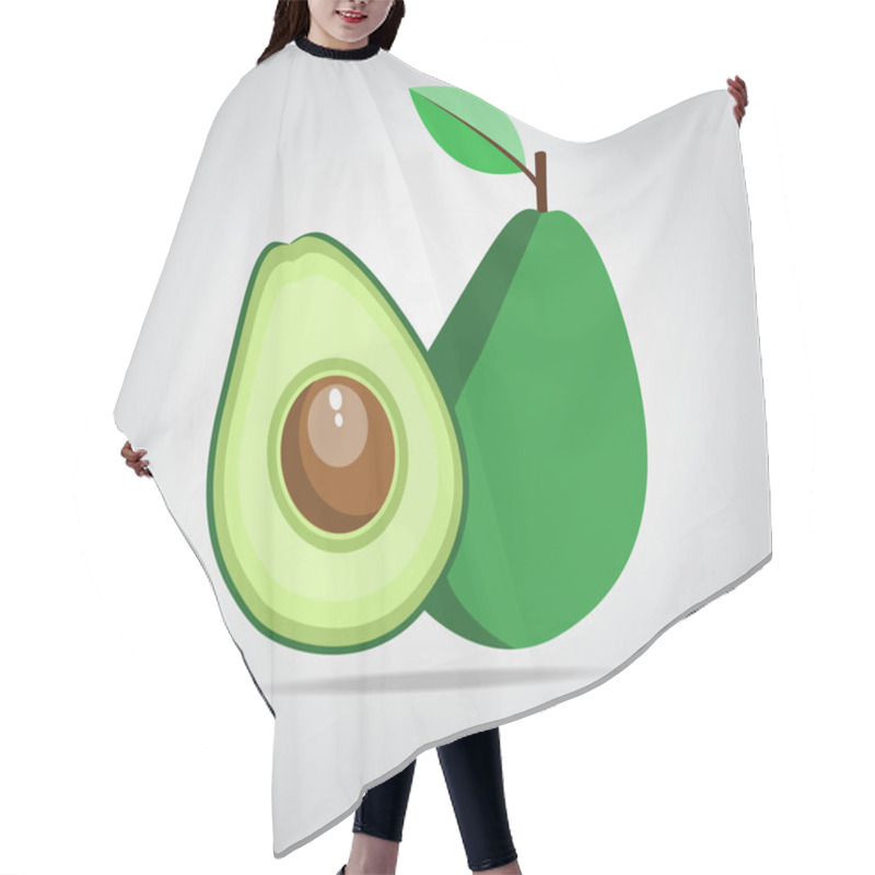 Personality  Green Avocado Fruit On A White Space With Shadows. Hair Cutting Cape