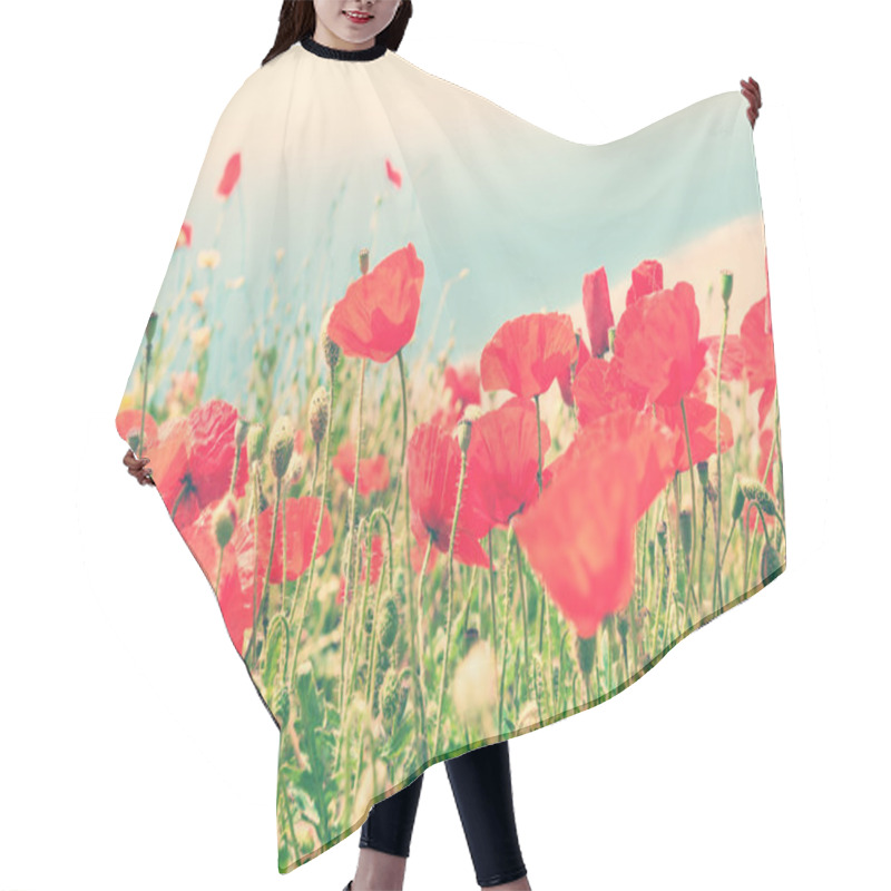 Personality  Beautiful Red Poppy Flowers Hair Cutting Cape