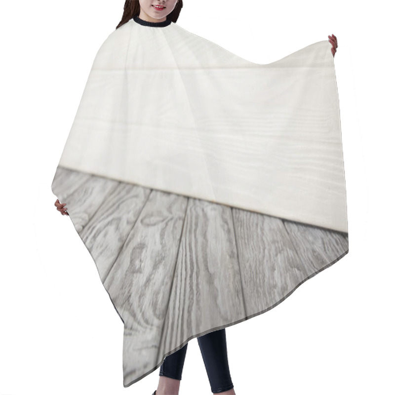 Personality  Grey Wooden Floor And White Wooden Wall Hair Cutting Cape