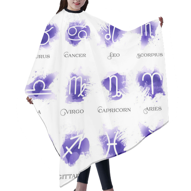 Personality  The Set Of The Twelve Zodiac Signs. Hair Cutting Cape