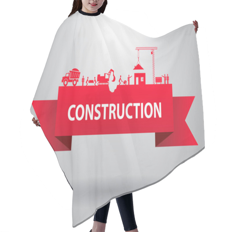 Personality  Red Construction Banner Hair Cutting Cape