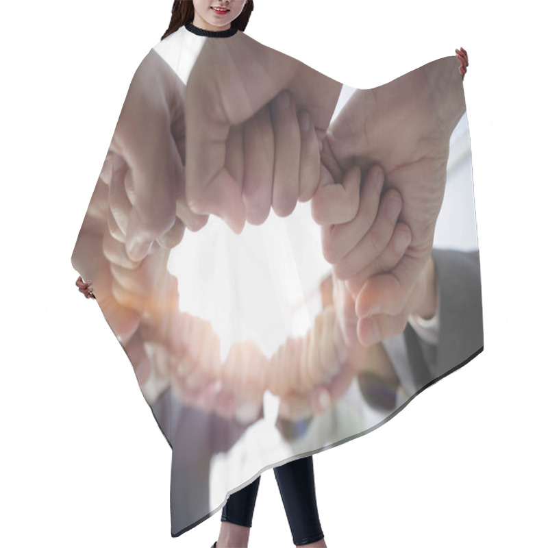 Personality  Group Of People Joined Their Hands Hair Cutting Cape