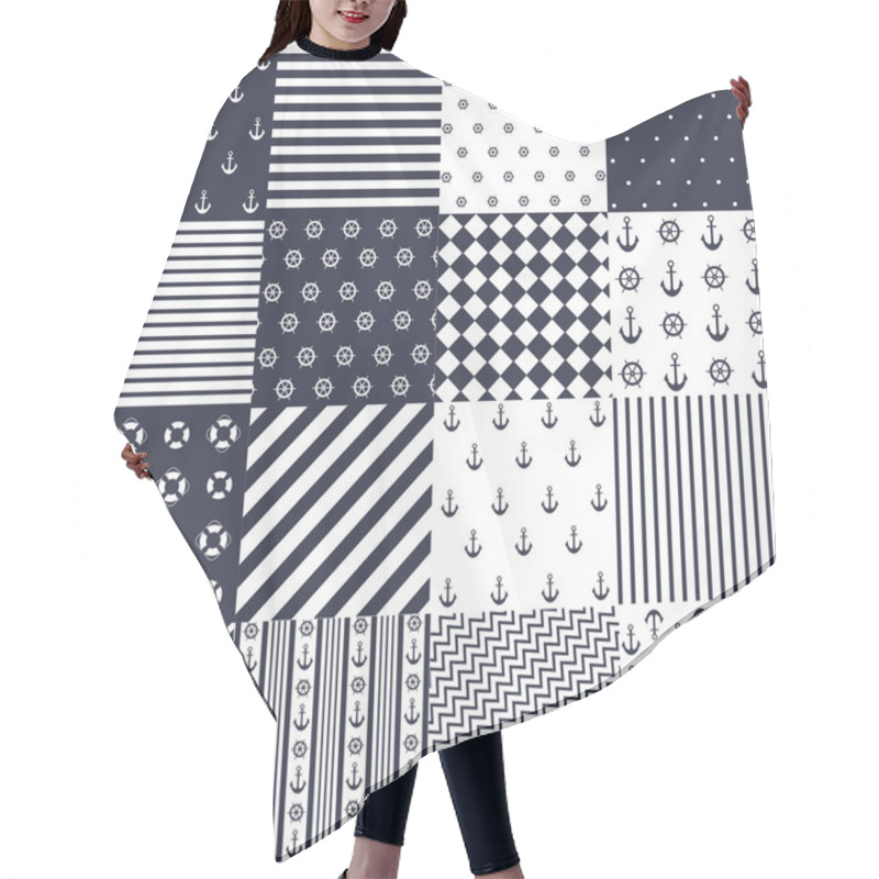 Personality  Seamless Pattern With Nautical Elements Hair Cutting Cape