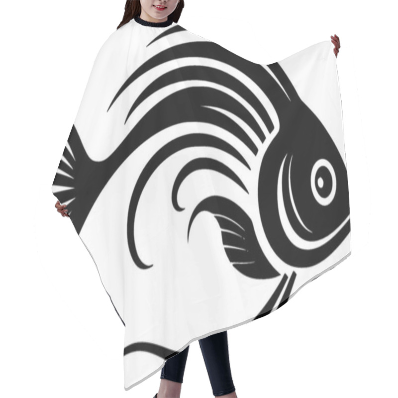 Personality  Fish - Black And White Isolated Icon - Vector Illustration Hair Cutting Cape