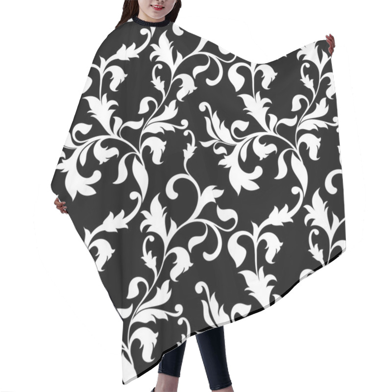 Personality  Elegant Seamless Pattern With Decoration Flowers On A Black Back Hair Cutting Cape