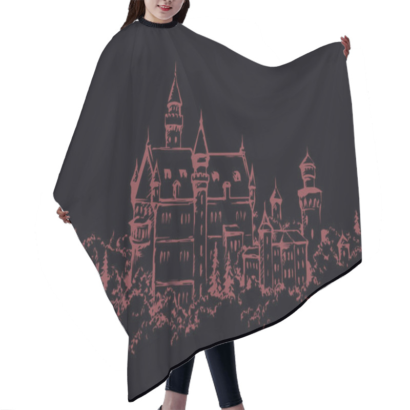 Personality  Famous German Castle. Vector Drawing Hair Cutting Cape