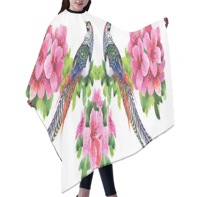 Personality  Tropical Birds With Flowers Hair Cutting Cape