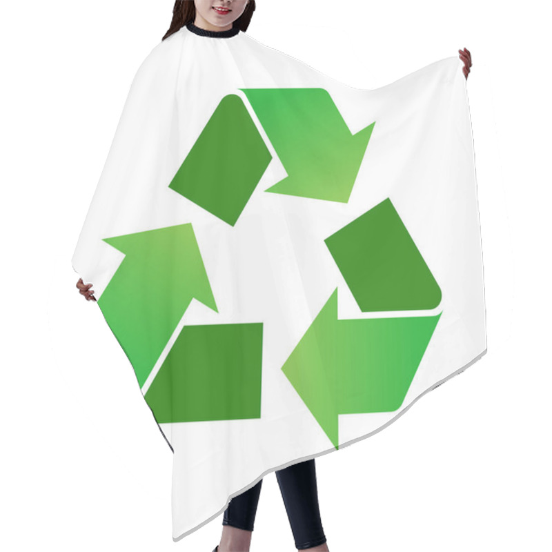 Personality  Green Gradient Recycle Symbol, Sign, Icon, On White Background. Triangular Recycle Logo. Arrows Representing Recycling Materials. Think Green, Ecological Concept. Vector Illustration, Flat Style. Hair Cutting Cape