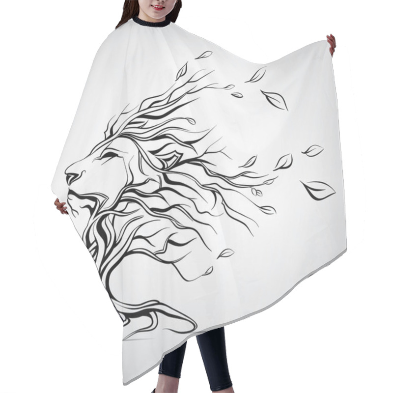 Personality  Head Of Lion In Form Of Tree Hair Cutting Cape