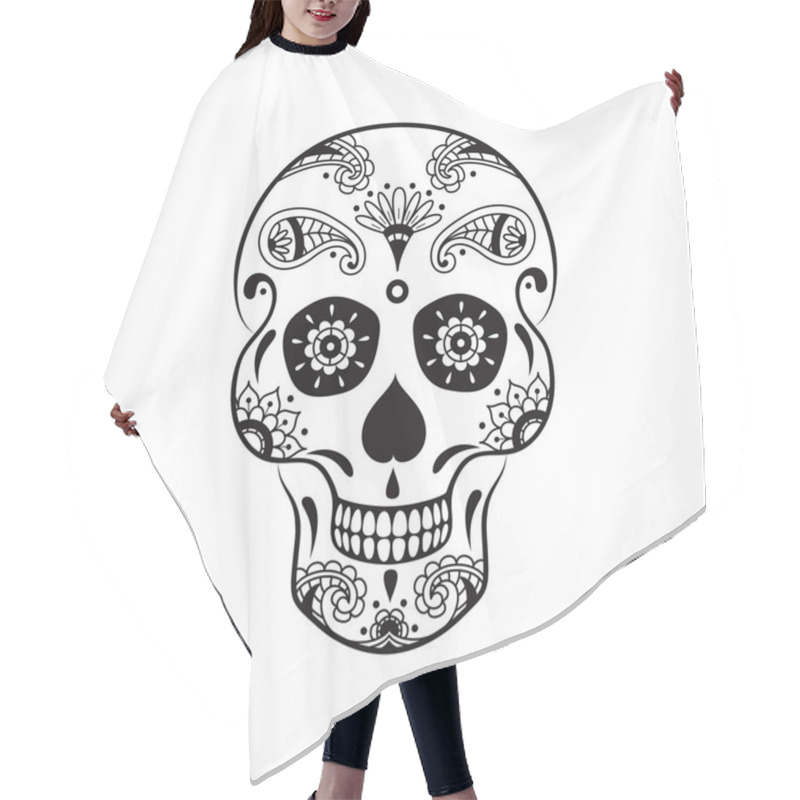 Personality  Vector Sugar Skull With Floral Pattern. Illustration For Mexican Day Of The Dead Celebration Festival Hair Cutting Cape