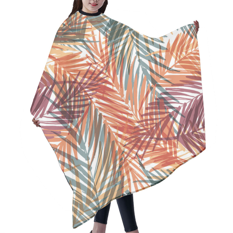 Personality  Seamless Exotic Pattern With Palm Leaves . Hair Cutting Cape