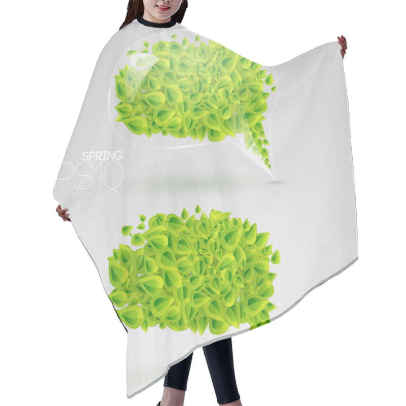 Personality  Speech Bubble Of Green Leaves. Vector Illustration. Hair Cutting Cape