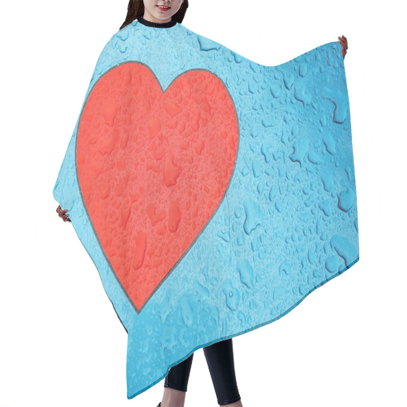 Personality  Heart Shape Symbol And Raindrops On Metal Surface, Love And Romance Concept Hair Cutting Cape