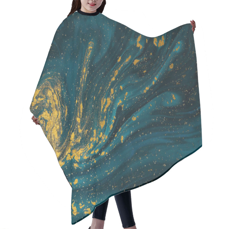 Personality  Abstract Blue Paint Background With Golden Glitter Powder  Hair Cutting Cape