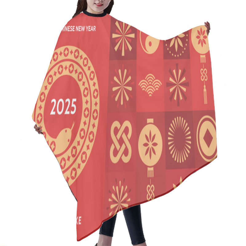 Personality  Chinese New Year 2025, Year Of The Snake. Lunar New Year Background, Banner,  Poster, Card.  Hair Cutting Cape