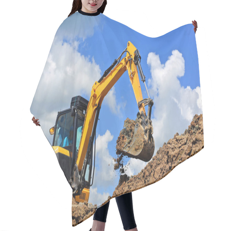 Personality  The Modern Excavator  Performs Excavation Work On The Construction Site  Hair Cutting Cape