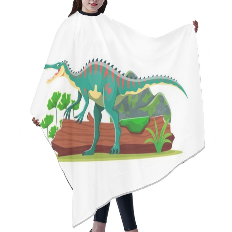 Personality  Dinosaur Or Prehistoric Lizard Suchomimus For Cartoon Dino Character, Vector Extinct Animal. Jurassic Or Cretaceous Era Dinosaur Suchomimus Of Spinosaurus Species For Kid Paleontology Atlas Collection Hair Cutting Cape