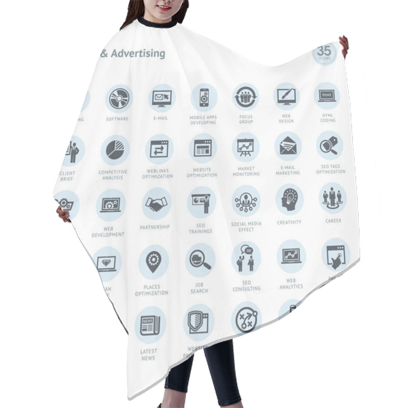 Personality  Set Of Media And Advertising Icons Hair Cutting Cape