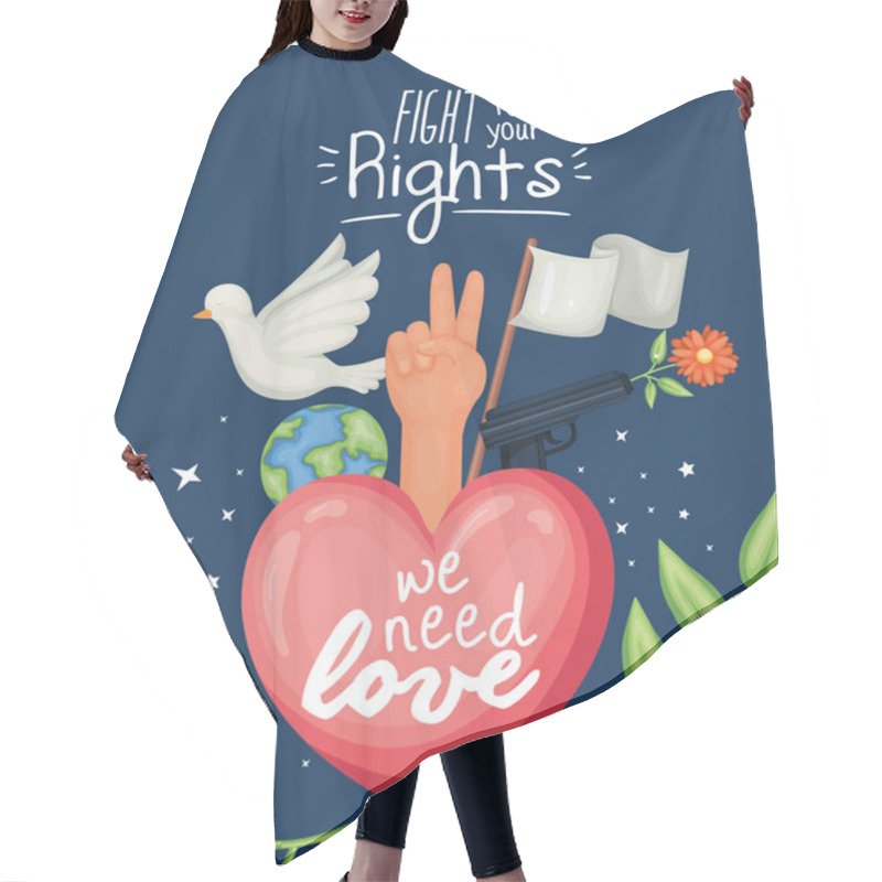 Personality  Icons Of Human Rights Concept Vector Design Hair Cutting Cape