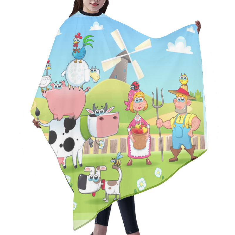 Personality  Funny Farm Family. Hair Cutting Cape