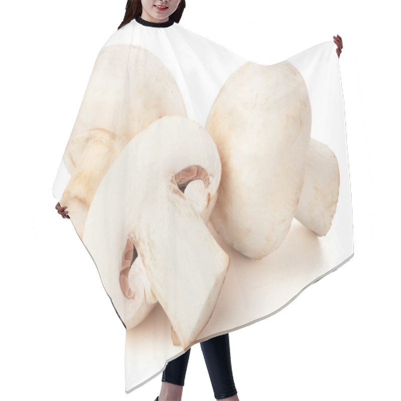 Personality  Champignon Mushrooms On White Backround Hair Cutting Cape