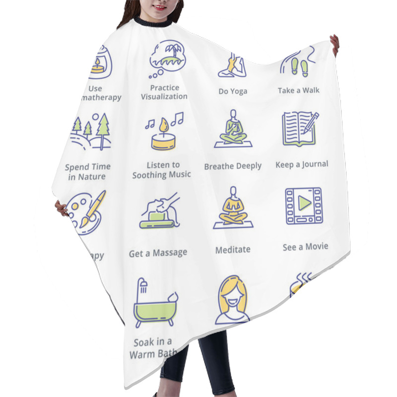 Personality  Relaxation Techniques Icons - Outline Series Hair Cutting Cape