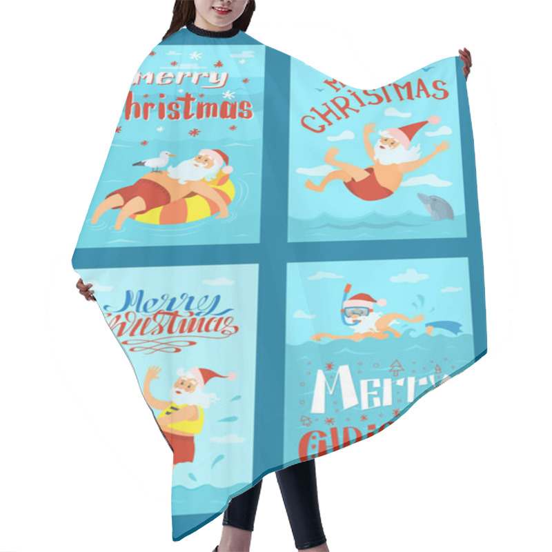 Personality  Merry Christmas Santa Claus Water Activities, Rest Hair Cutting Cape