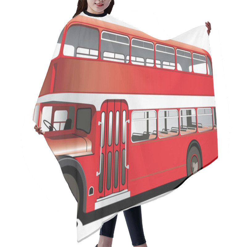 Personality  Red Double Decker Bus Hair Cutting Cape