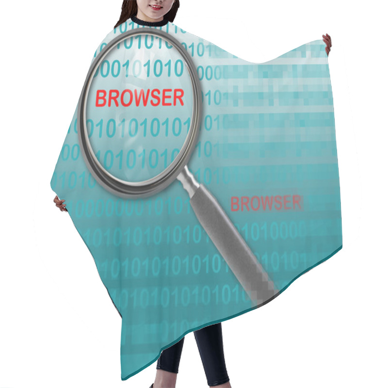 Personality  Close Up Of Magnifying Glass On Browser Hair Cutting Cape