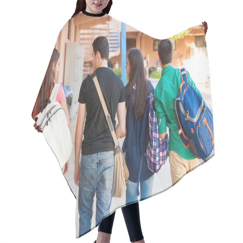 Personality  Students In A School Hallway Hair Cutting Cape