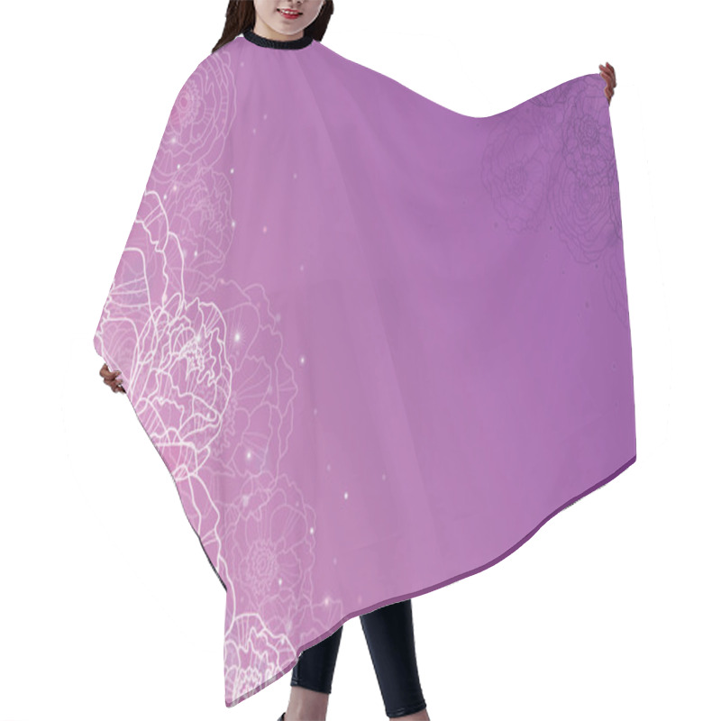 Personality  Purple Glowing Flowers Magical Horizontal Background Hair Cutting Cape