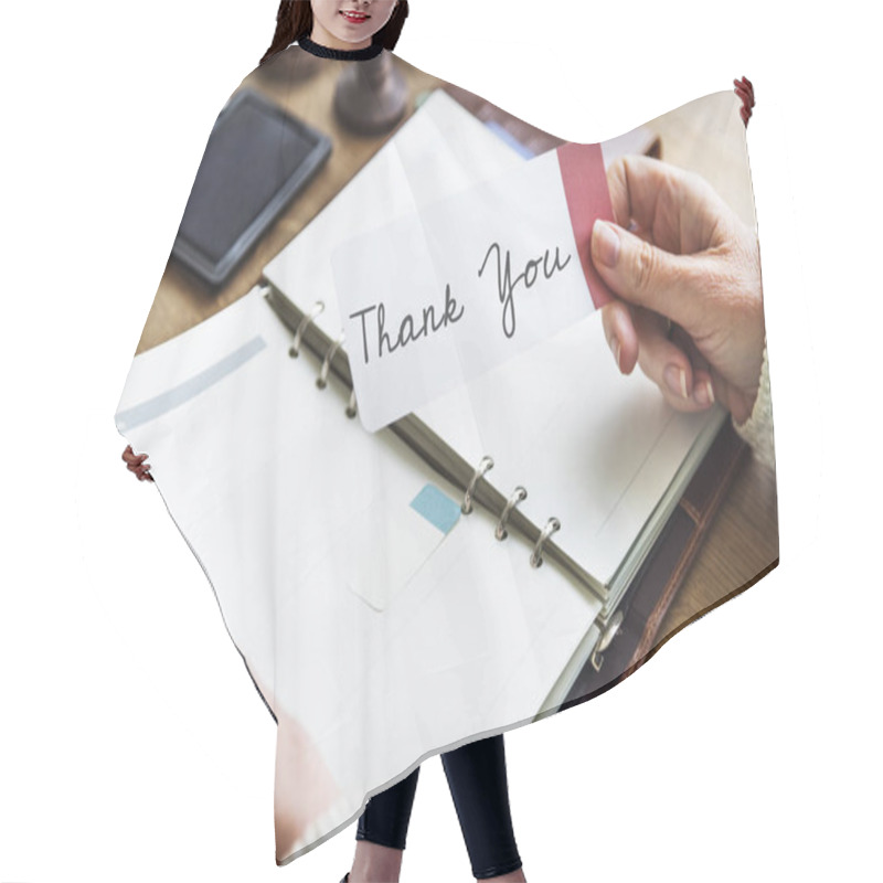 Personality  Person Holding Reminder Note  Hair Cutting Cape